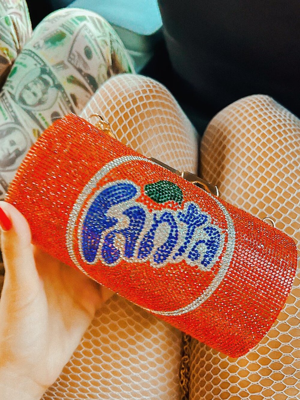 Rhinestone Orange Fanta Can Purse
